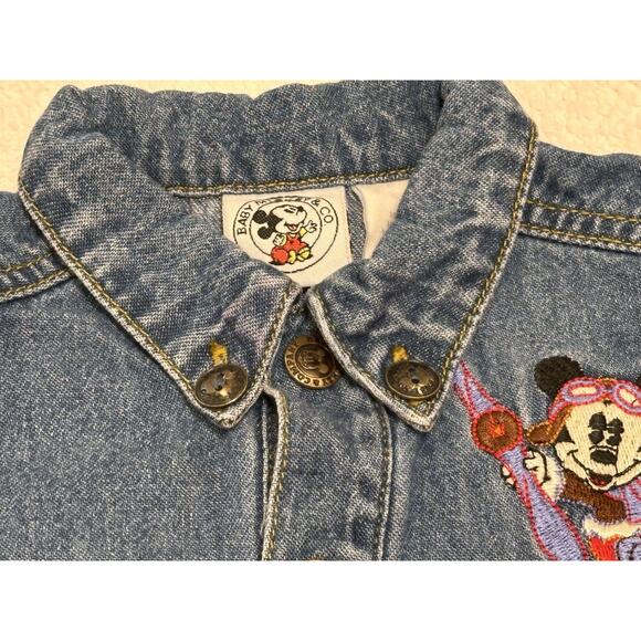 RARE Mickey & Co Disney 6-9 Mos Denim Long Sleeve Overalls Embroidered Mickey - Picture 11 of 14